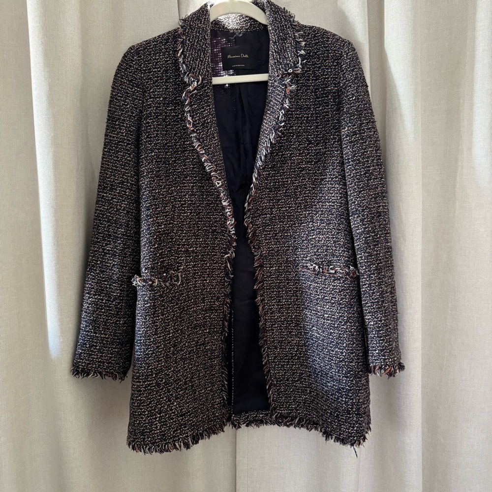 Massimo Dutti Tweed Long Blazer Jacket — Size 4 (EUR 36) - Picture 3 of 8